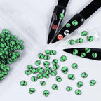 Soft polymer clay green alien charms for Halloween nail art