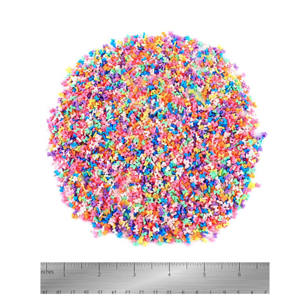 Close up of colorful 3D fimo flower slices for slime add ins
