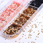 Holographic pink gold and black nail sequins assortment