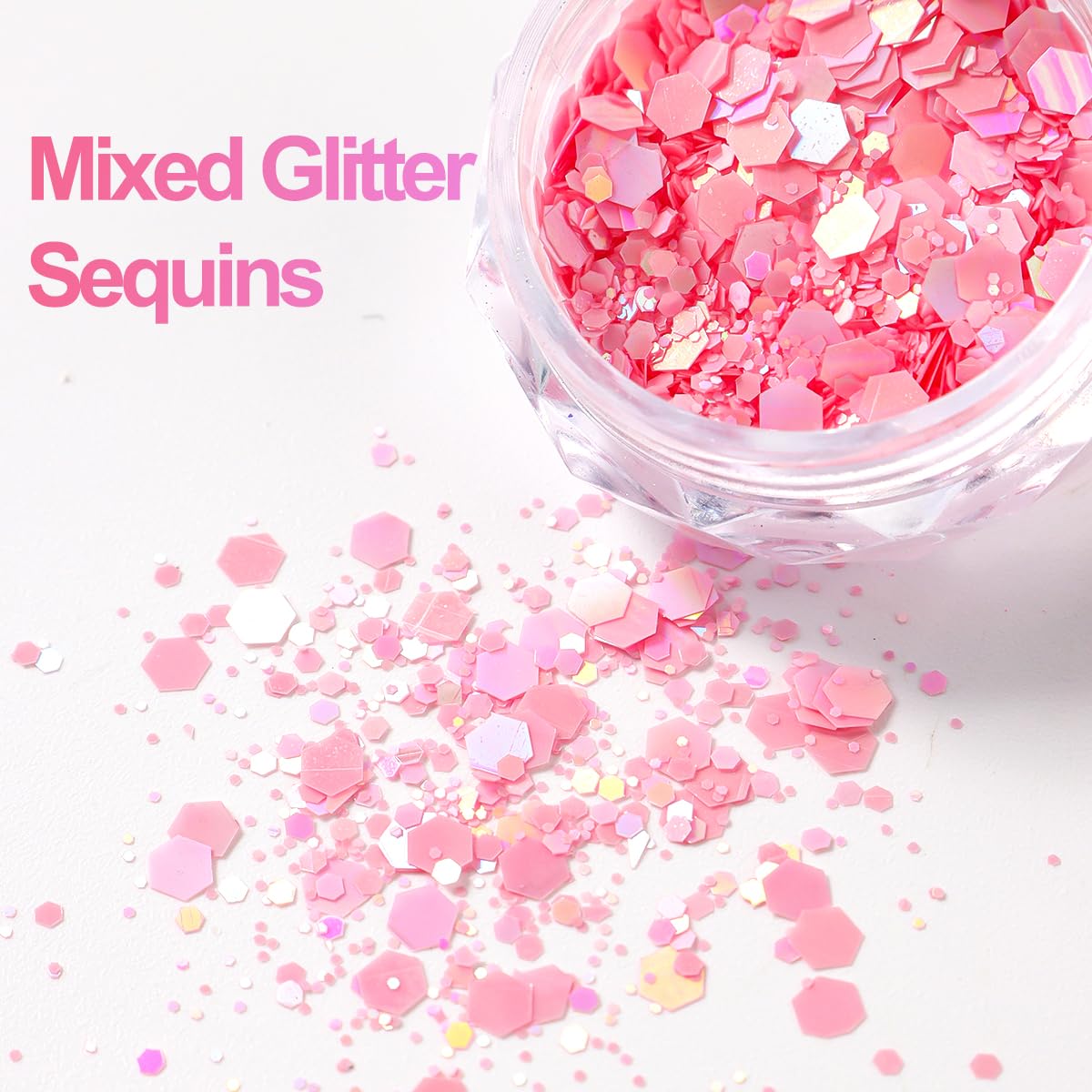 Applying holographic glitter flakes to acrylic nail tips