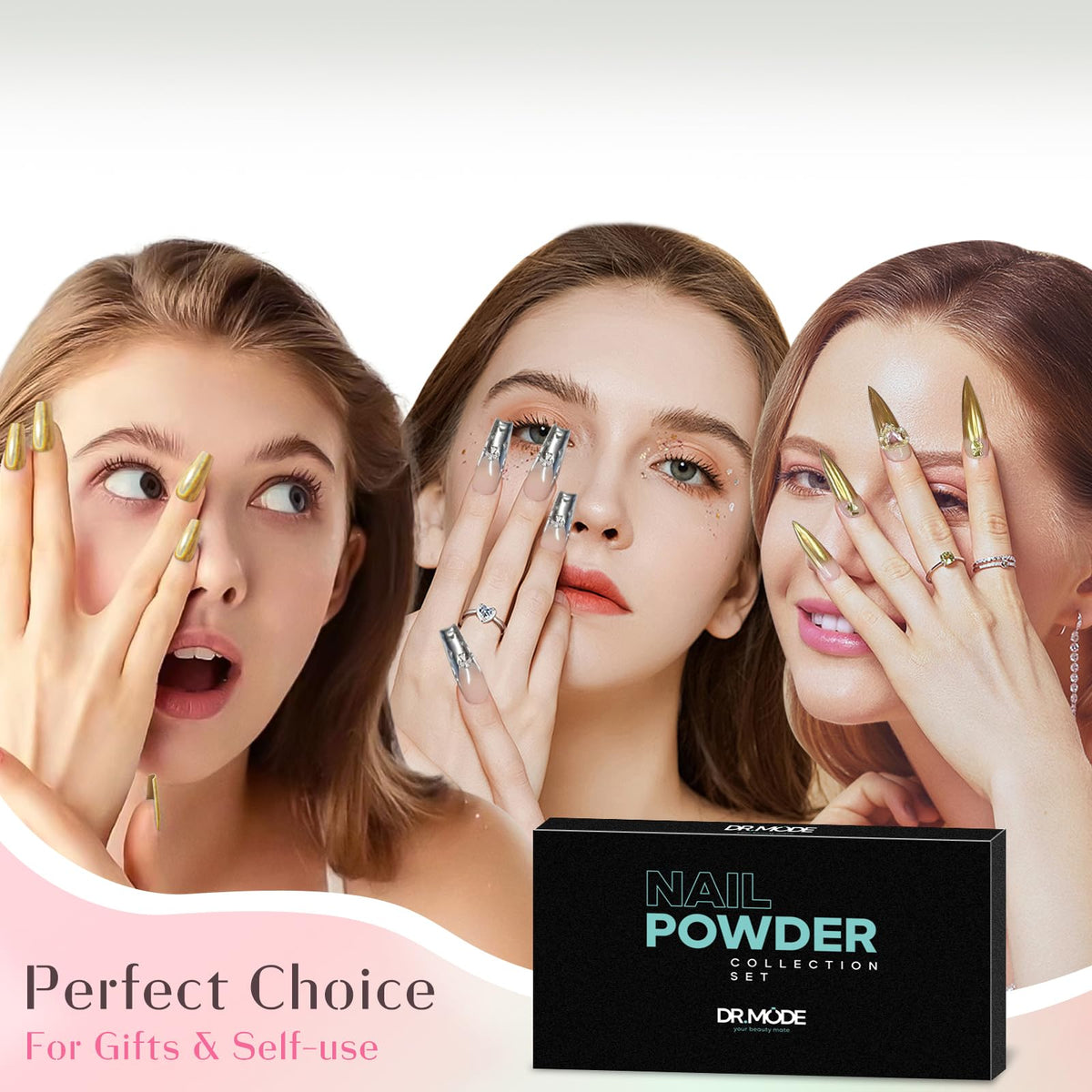 Drmode chrome powder palette in compact travel friendly packaging