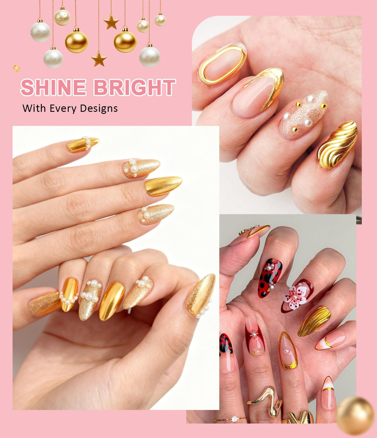 Professional nail art tools and chrome powder set