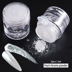 Close up of pearlescent chrome powder texture