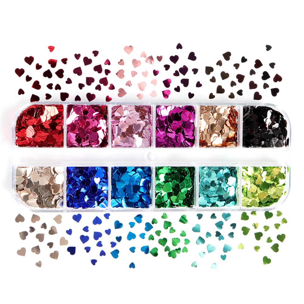 Valentine's Day nail art design using Usukusi heart sequins