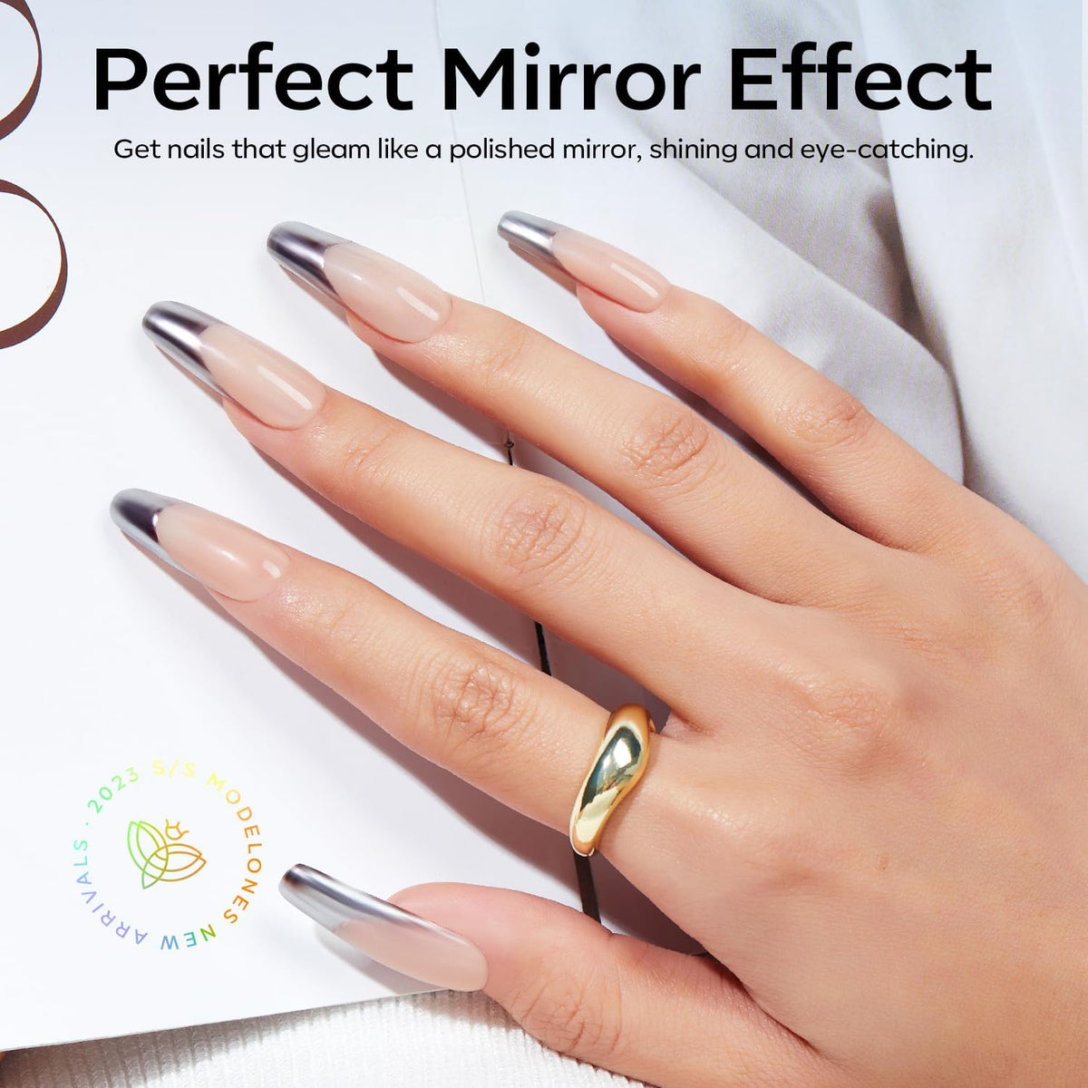 Four different shades of Modelones mirror effect nail powder