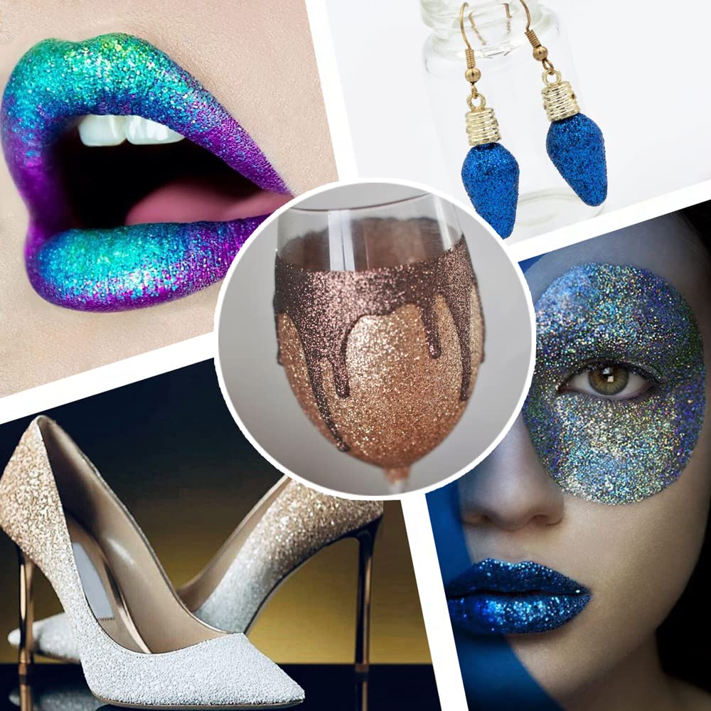Nail art designs using Estanoite fine glitter powders