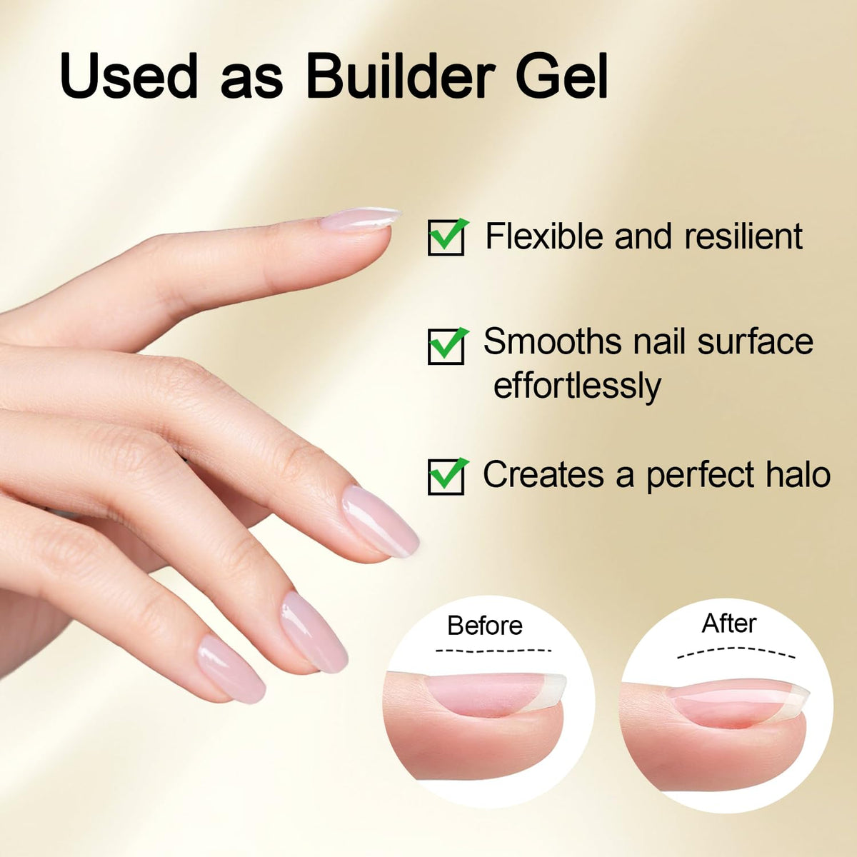 Applying Jodsone gel as a builder coat on natural nails