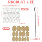 Transparent breathable adhesive tabs applied on artificial nail tips