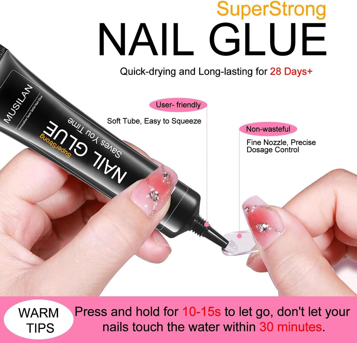 Tube of Musilan professional solid nail glue gel
