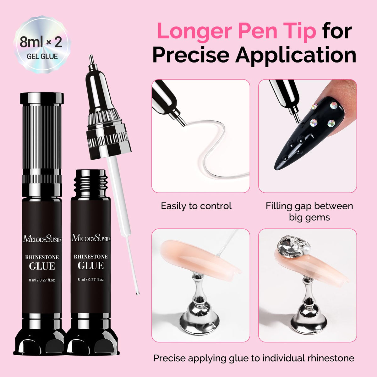 Back of packaging showing MelodySusie glue usage details