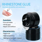 Professional nail art rhinestones secured with Glitz glue