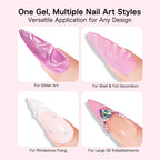 Nail art tools kit including Creaglam adhesive tubes