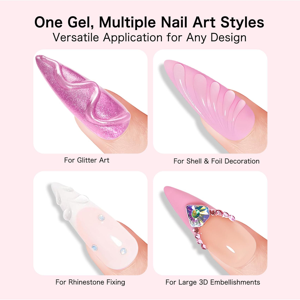 Nail art tools kit including Creaglam adhesive tubes