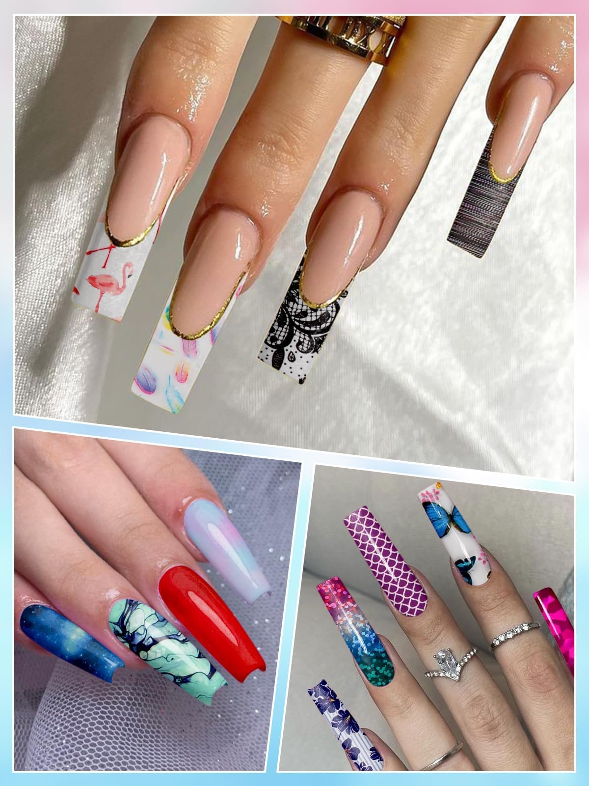 Professional salon manicure created with Ebanku foil set
