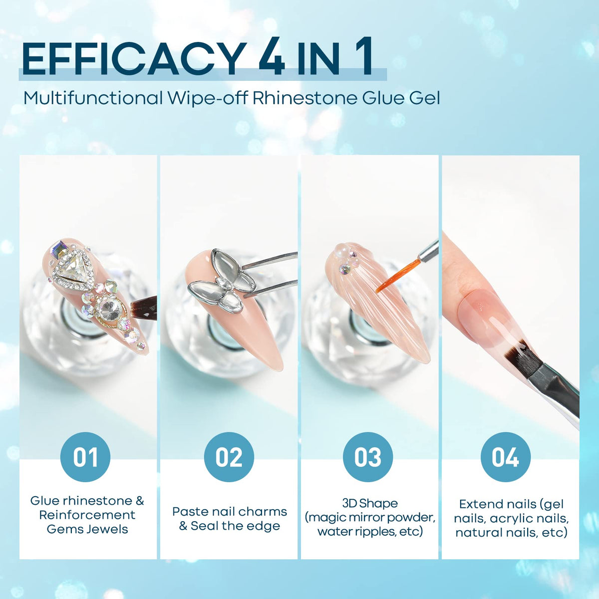 Application of nail charms with Modelones dual-use brush
