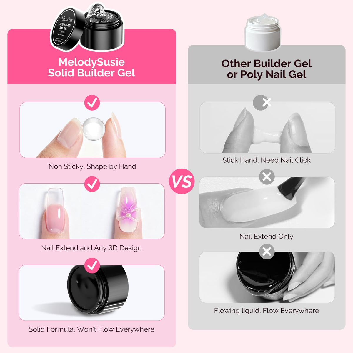 Professional nail technician using MelodySusie solid gel for sculpting