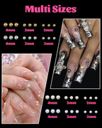 Close up of Belleboost flatback nail pearls and beads