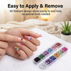 Close up of 3D flatback rhinestones and crystals from EditTime nail kit