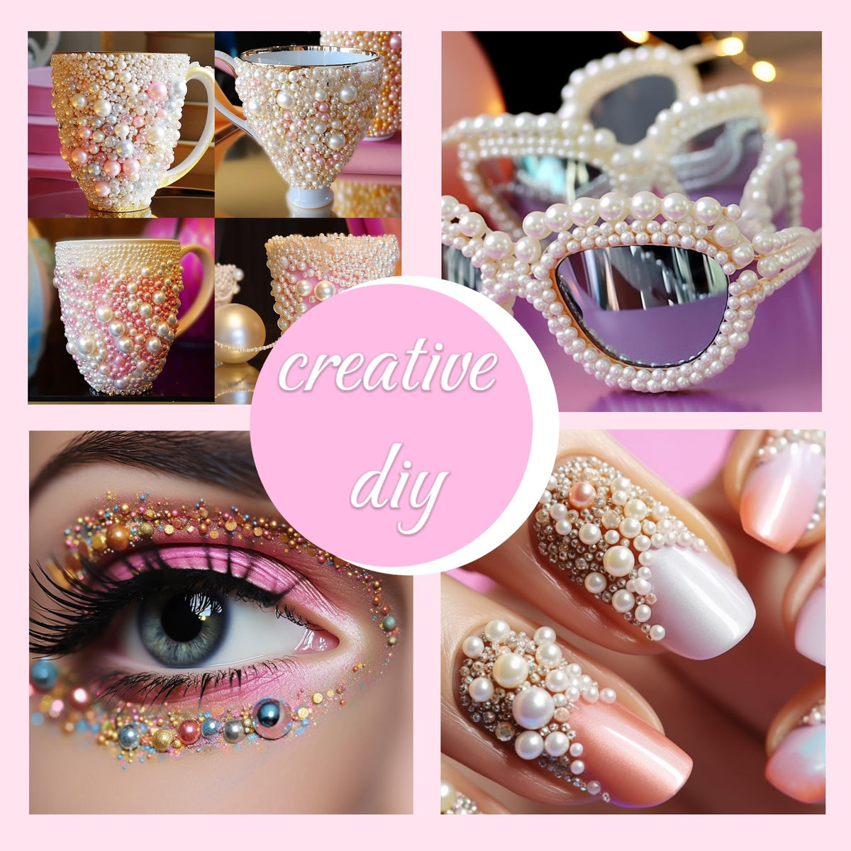Flatback pearls used for DIY craft decoration on a phone case