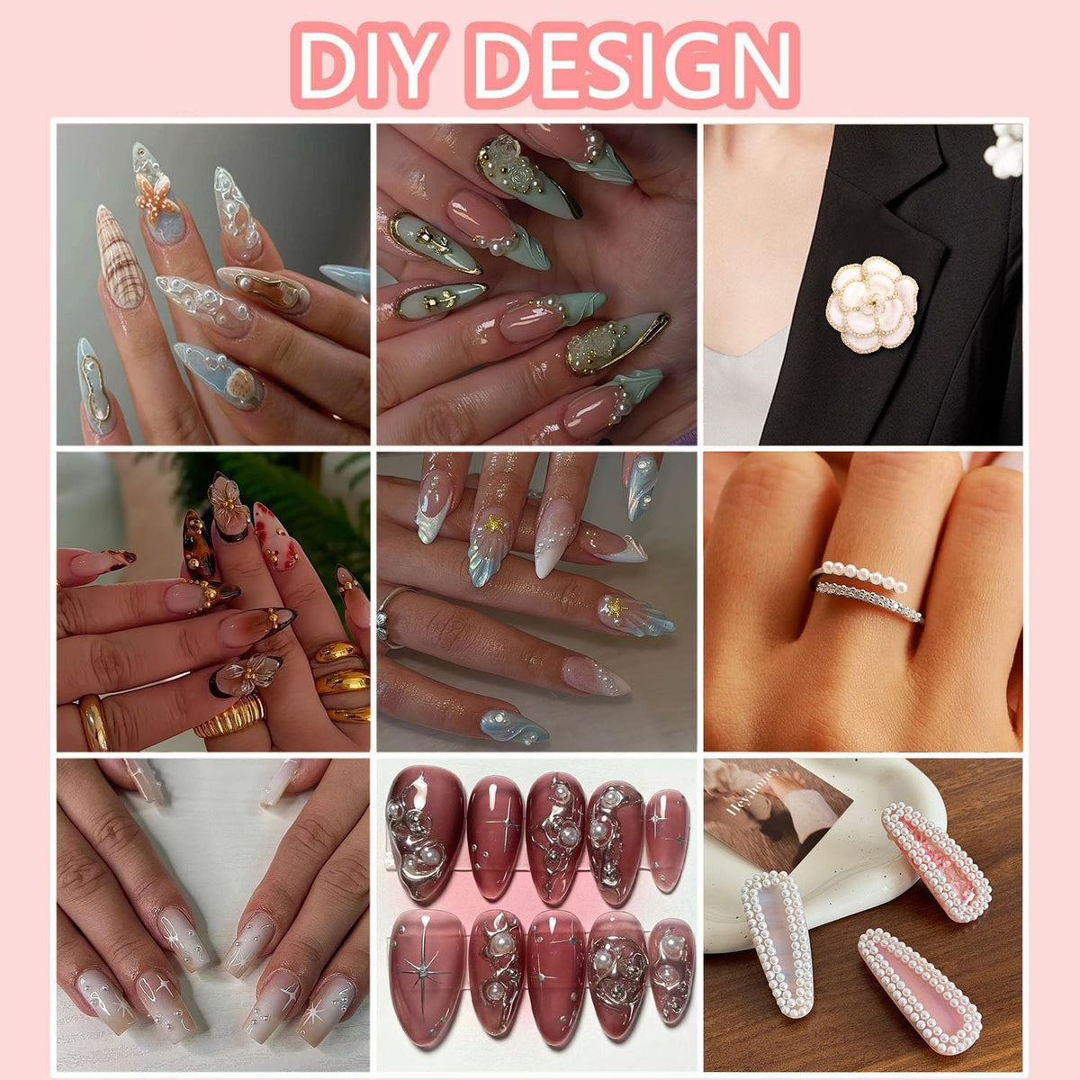 Vhbie Enterprises pearl nail art kit packaging and contents layout