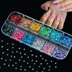 Close up of 3D flower and pearl nail art accessories