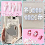 Pink and white flatback pearl collection for nail design