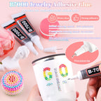 Top view of Belleboost rhinestone crafting kit components and storage box