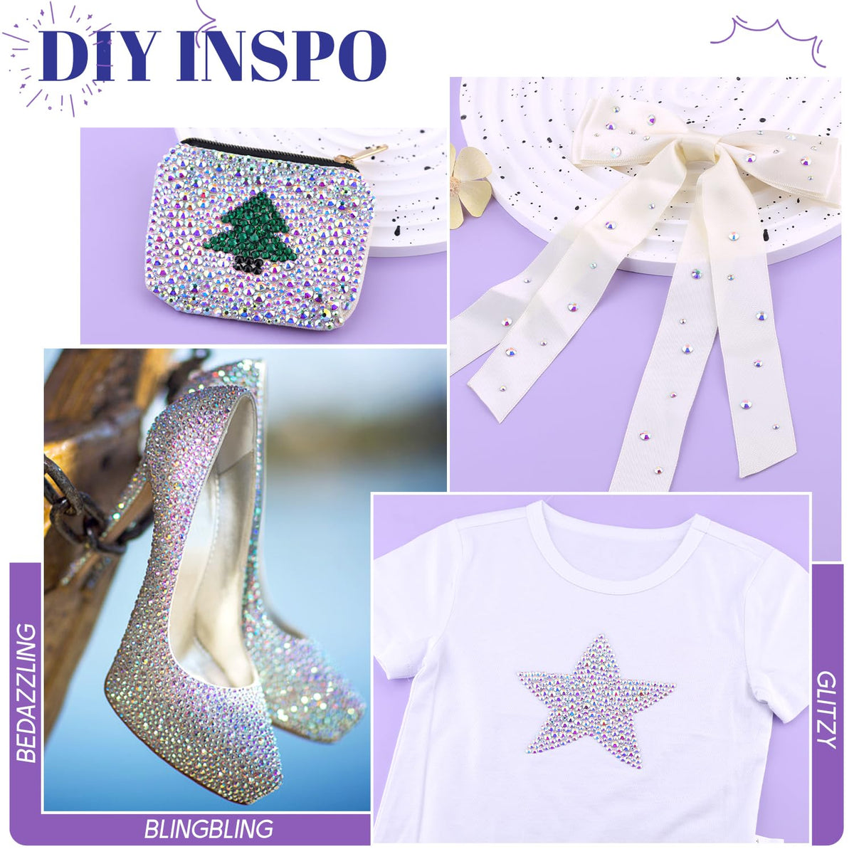 Detailed view of faceted glass rhinestones for crafting