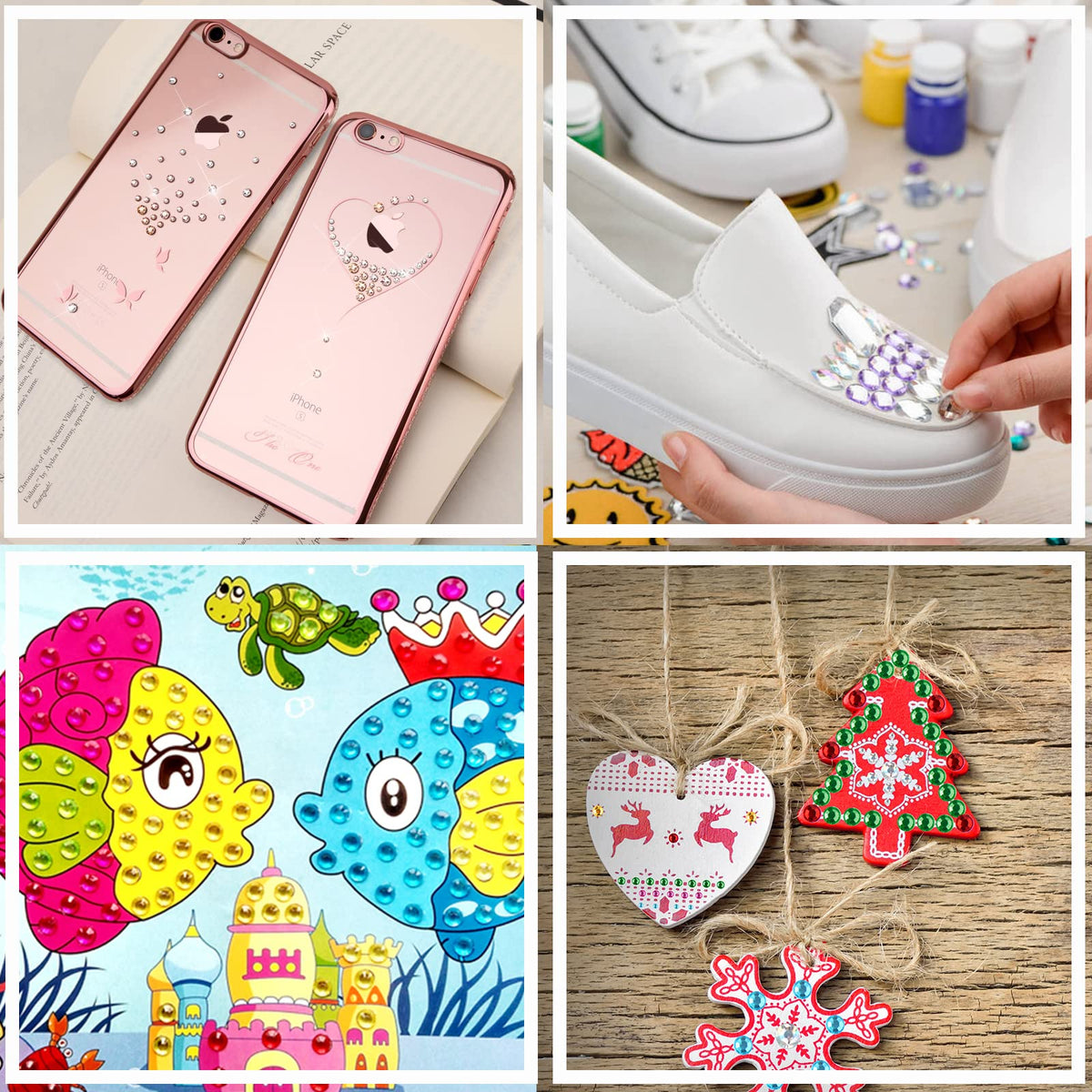 Detailed view of Ketsicart acrylic rhinestone finish and adhesive back