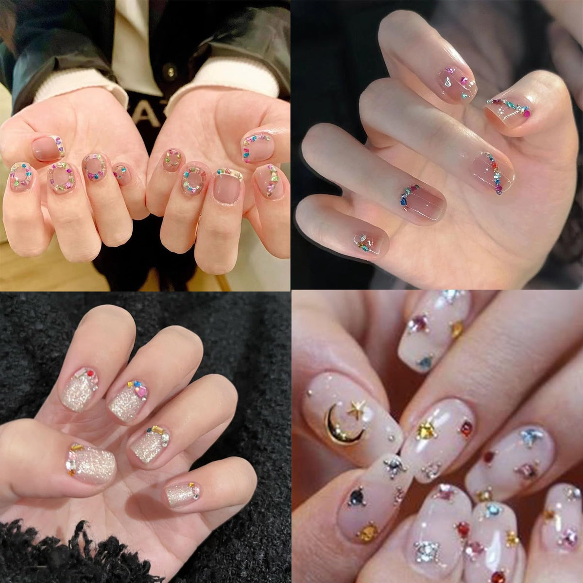 Belleboost nail art charms packaging and crystal gem variety