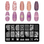 Detailed view of Molilon stainless steel nail art stamping plates