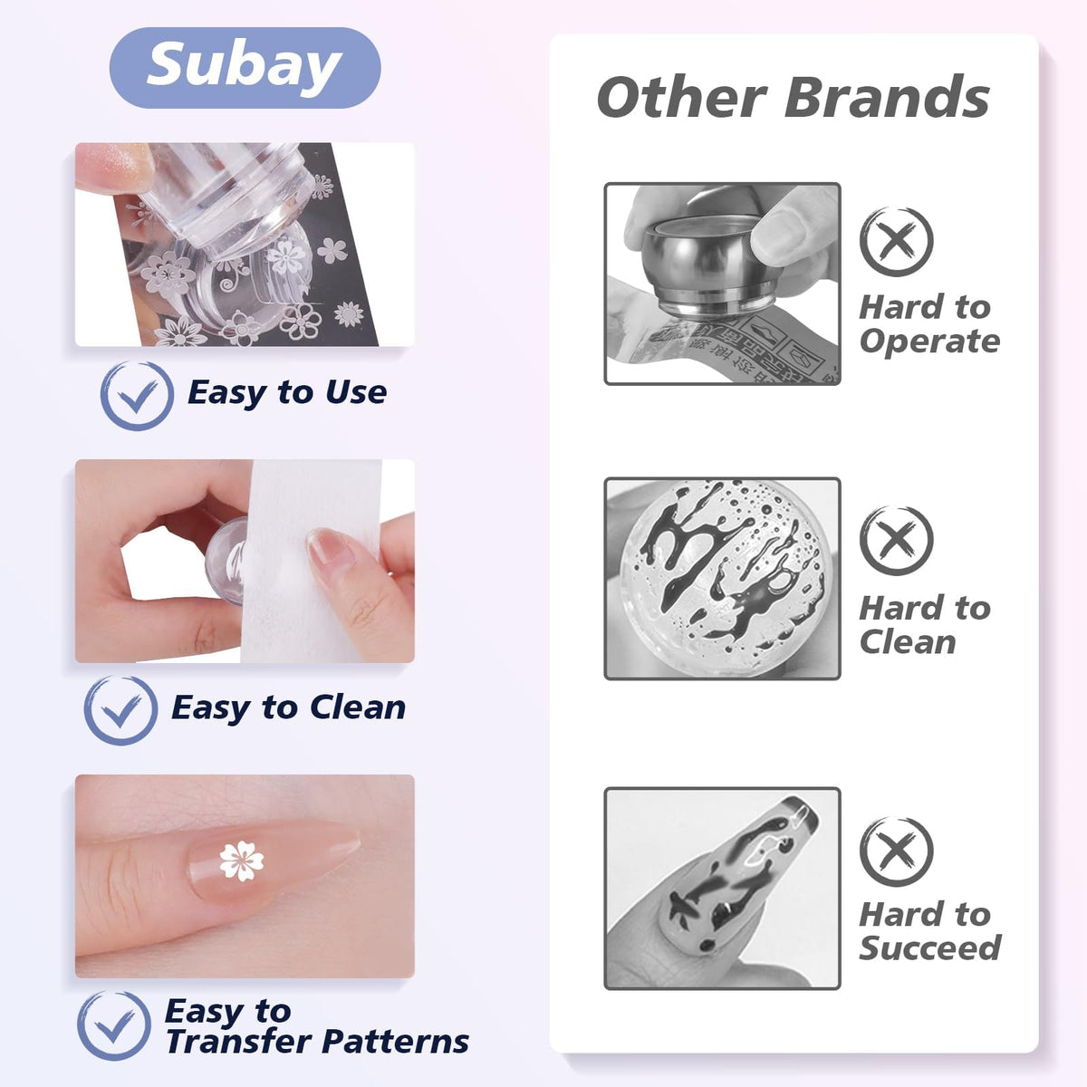 Packaging view of the authentic Subay nail stamper set.
