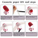 Manicure guide tape mapping out a French tip design layout on a polished nail profile.