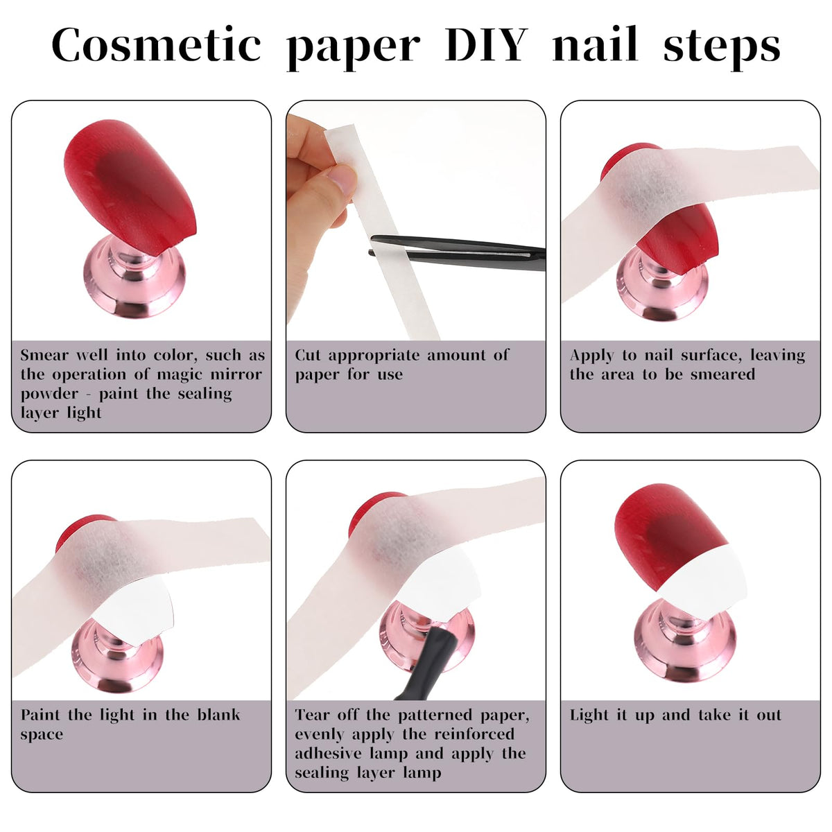 Manicure guide tape mapping out a French tip design layout on a polished nail profile.