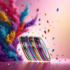 Various metallic and neon nail art tape line rolls