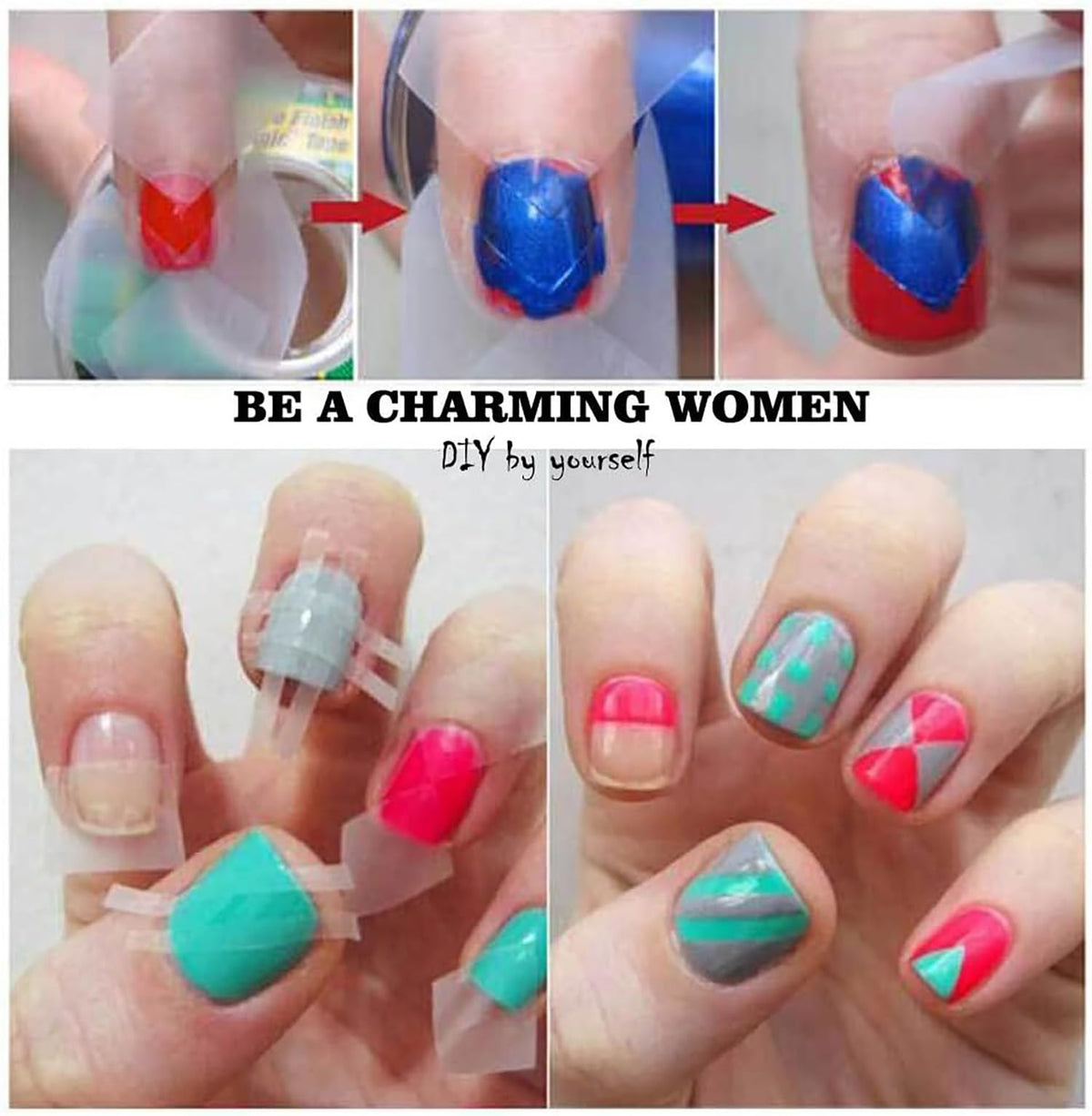 Precision edge nail art masking tape for crisp borders using regular and gel polish