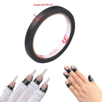 Close up view of NentMent UV protection sticker tape applied around finger cuticles as a barrier against gel nail lamps.