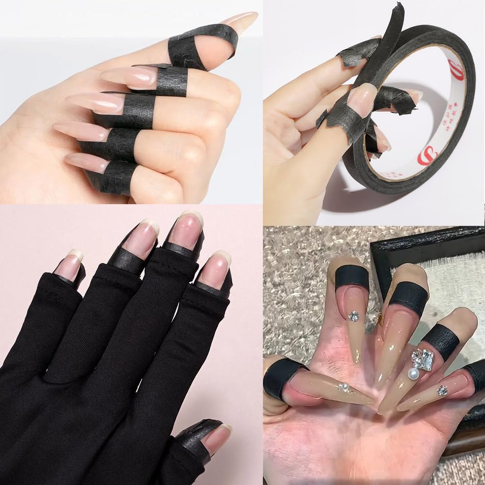 NentMent anti skin blackening manicuring tape rolls demonstrated as a protective shield for professional salon nail art.