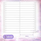 Clear acrylic nail art display strip tape being applied to a sample color board.