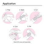 Dashing Diva Glaze manicure kit components including thirty two strips prep pads file and wood stick