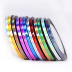 Assortment of self adhesive nail art tape rolls for professional use