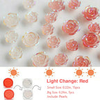 Funny Potatoes rose nail art supplies showing a mix of pearls and gold caviar beads.