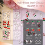 Close up of 3D silver butterfly and star nail art charms