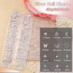 Assorted alloy nail studs and rivets for gel and acrylic nails