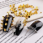 SONGJIE 3D gothic punk nail art jewels showing the flat base construction of the miniature metal rivets.