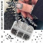 WOKOTO geometry metal nail studs detailing star and moon shapes alongside precision application tweezers.