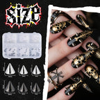 Amztown nail studs organized in storage grid boxes