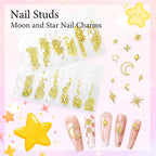 Trendy Y2K style gold metal nail embellishments for professional salon manicure DIY