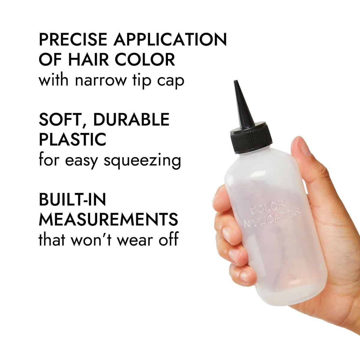 Side profile of Salon Care 6 fluid ounce squeeze bottle