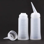 Side profile of Driew hair applicator bottle highlighting the measurement scales